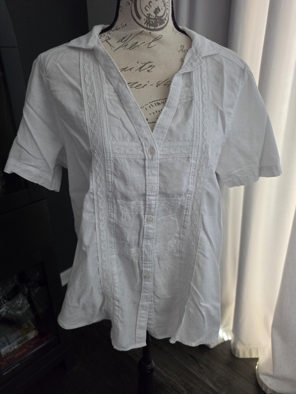 White Women's Embroidered Button-Down Top